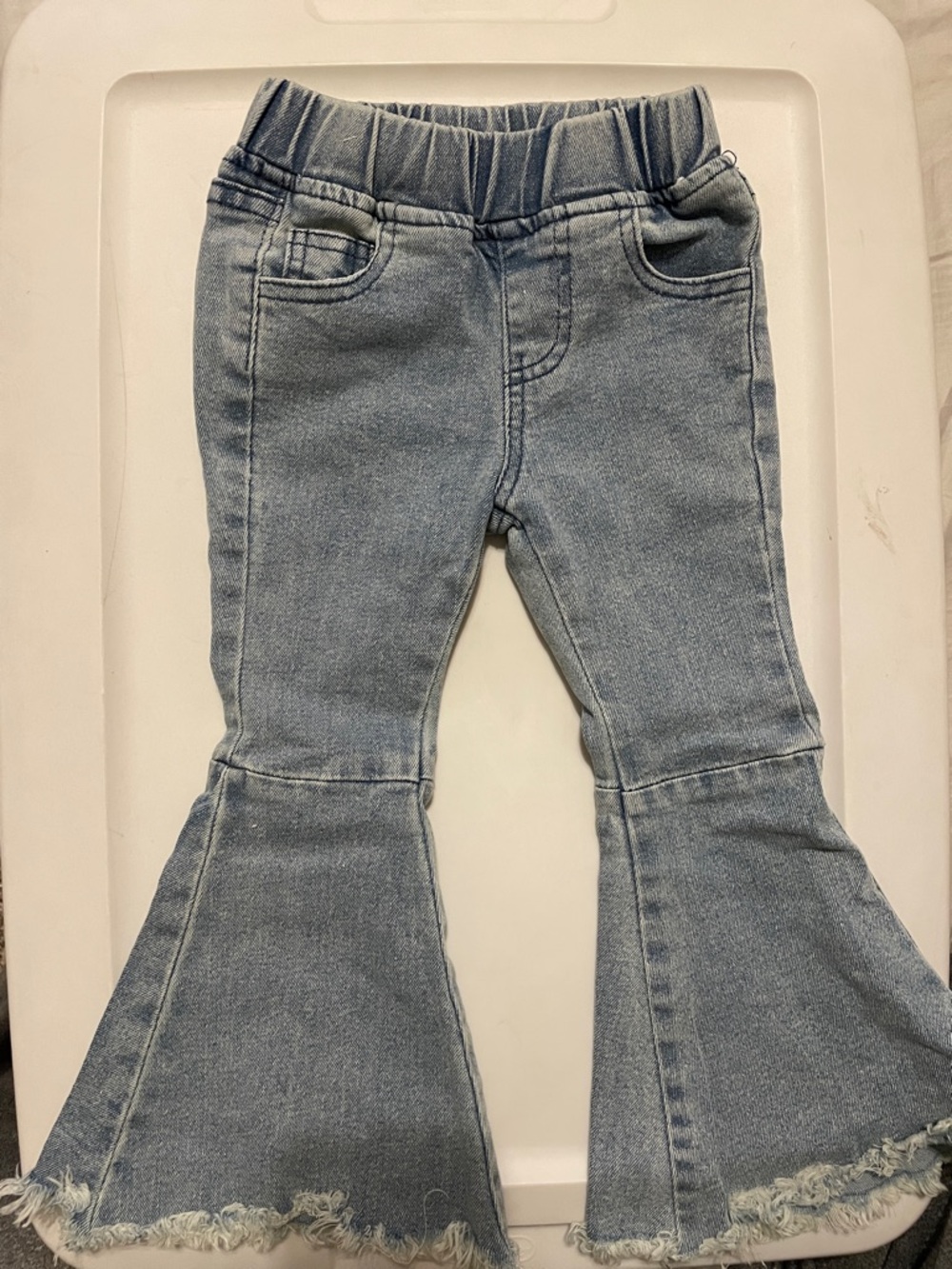 Kids Light Blue Flare Jeans with Frayed Hem